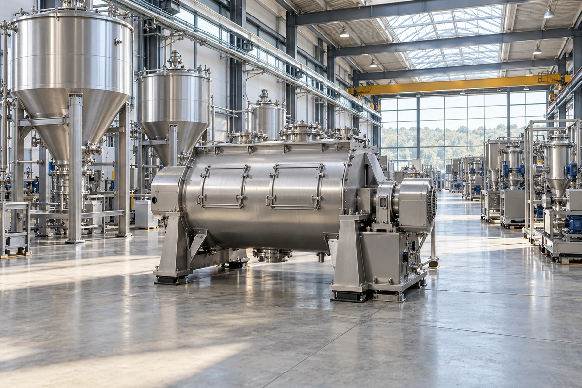 Industrial processing equipment in an assembly hall