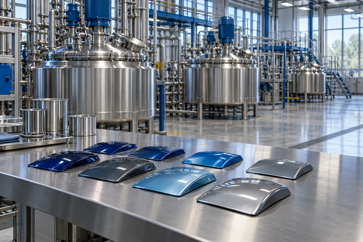 Paint production vessels and coating samples