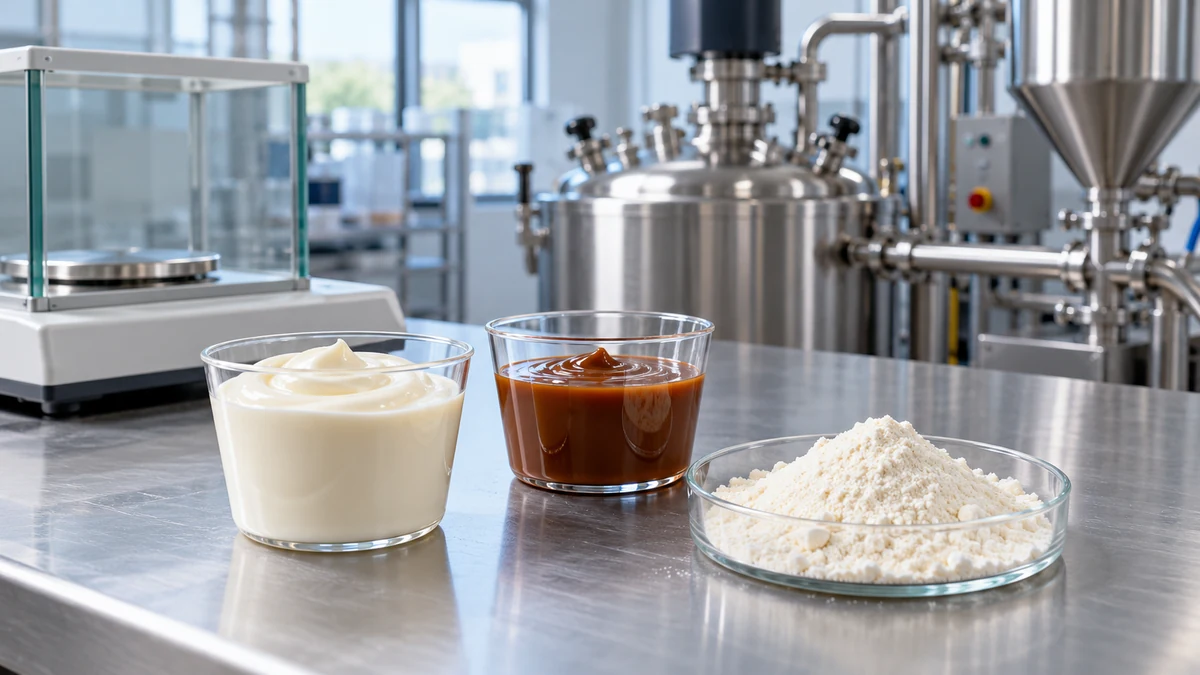 Food texture samples on a formulation workbench