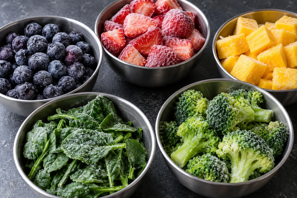 Frozen fruit and vegetable ingredients