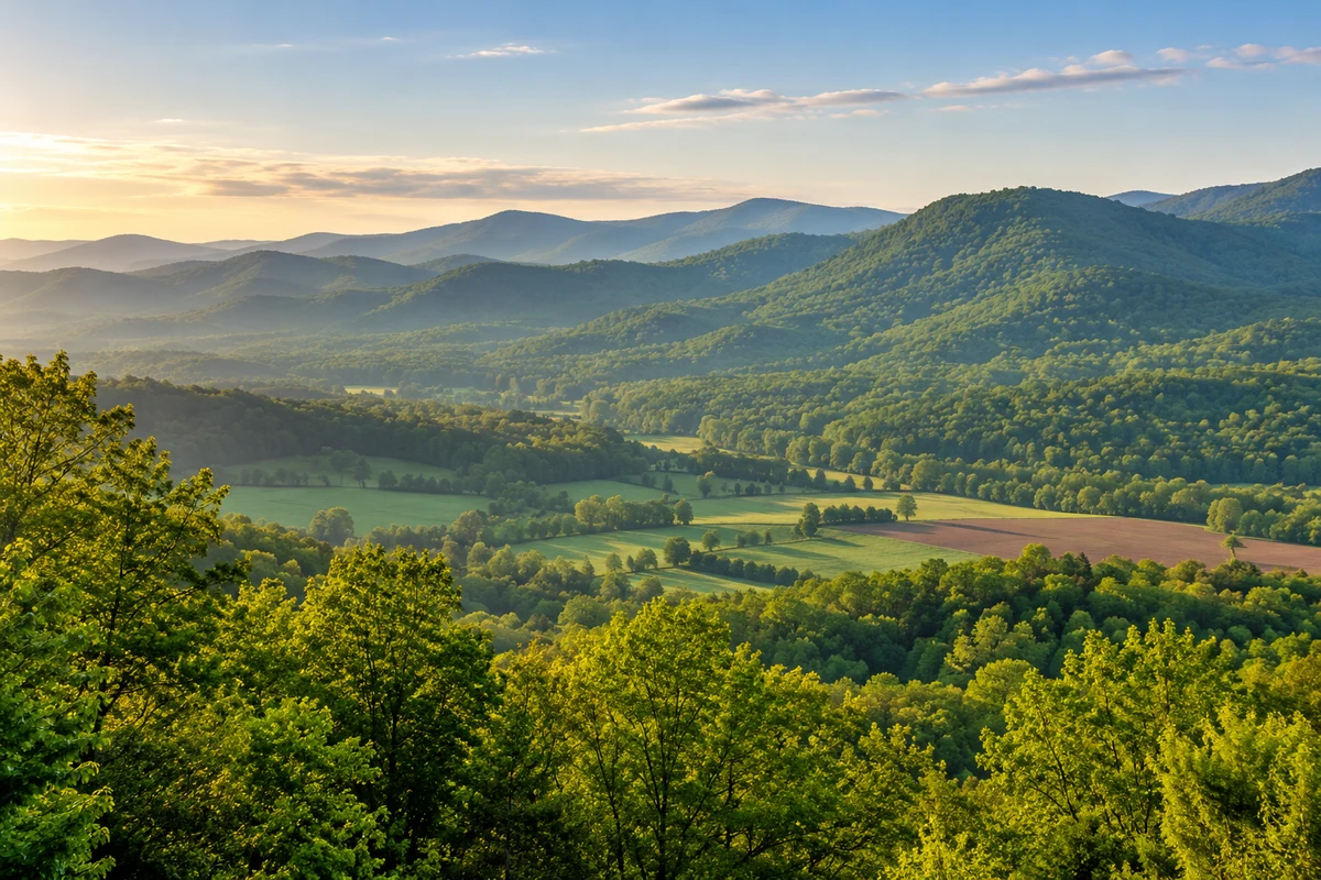 Forested foothills in eastern Tennessee Forested foothills in eastern Tennessee