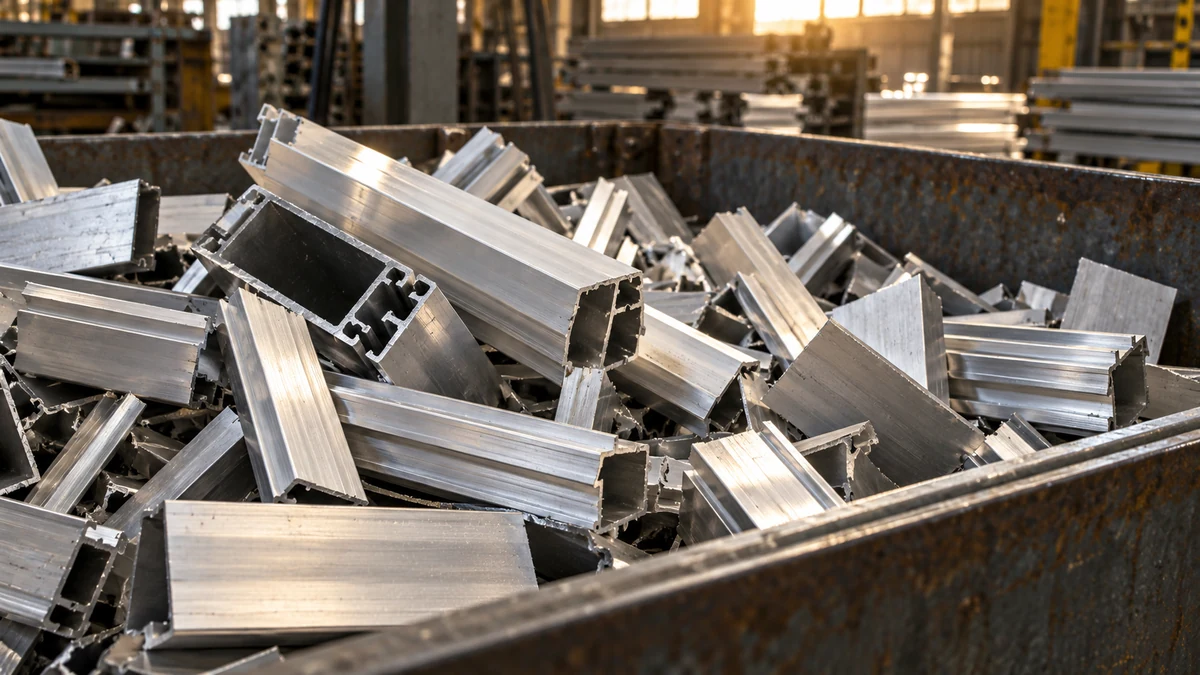 Aluminium extrusion offcuts collected for recycling