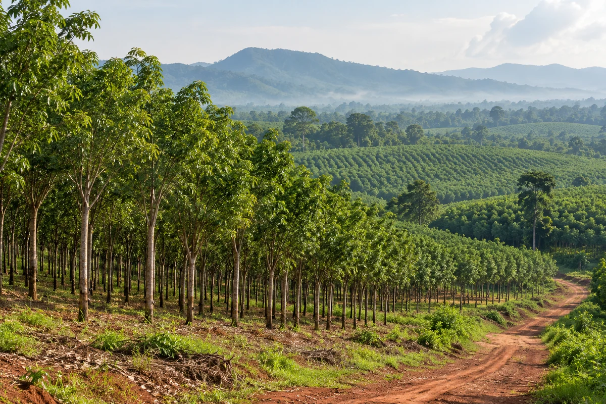 Cambodian rubber-growing landscape Cambodian rubber-growing landscape