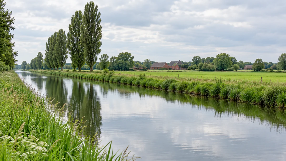 Fields and canals in northeastern Belgium Fields and canals in northeastern Belgium