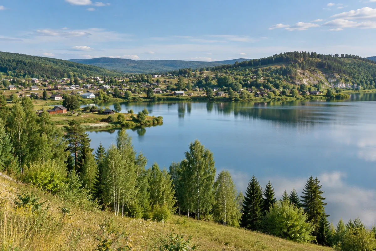 Пейзаж Пермского края у пруда